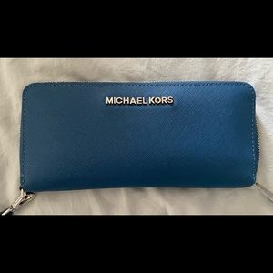 MK blue wallet